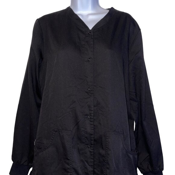 Greys Anatomy by Barco Black Womens M Scrubs Jacket Style 4430 Pockets Solid - Picture 2 of 9